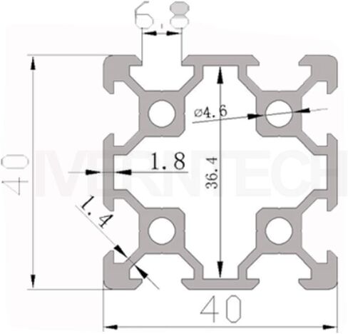 Iverntech 1 قطعة 500 مم 4040 فولت نوع أوروبي قياسي من الألومنيوم المؤكسد قضيب خطي للطابعة ثلاثية الأبعاد وآلة النقش بالليزر باستخدام الحاسب الآلي DIY in Kuwait