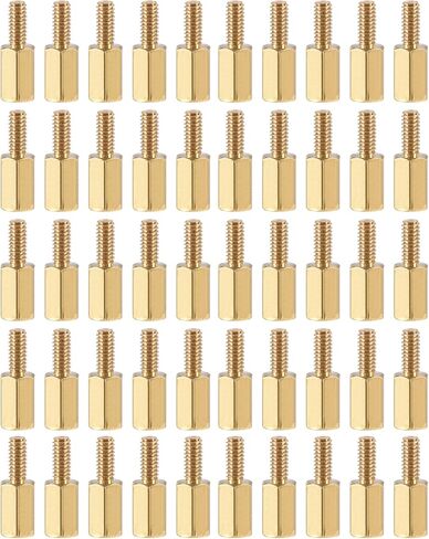 100 قطعة من براغي YOKIVE M2.5، مواضع نحاسية سداسية PCB، تحافظ على ثبات الارتفاع، رائعة للوحة الأم (لون ذهبي، 7 مم + 6 مم) in Kuwait