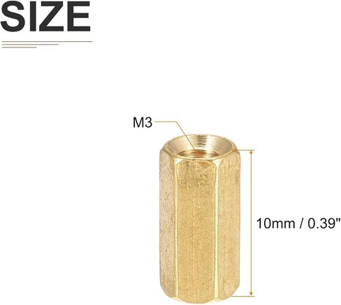 M3x10mm(DXL) - Hex Standoff Spacer Nuts -100Pack- Good for Electronic Machine - Brass Coupling Screws - Copper Tone in Kuwait
