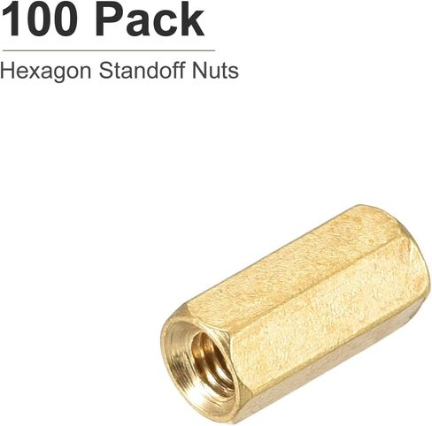 M3x10mm(DXL) - Hex Standoff Spacer Nuts -100Pack- Good for Electronic Machine - Brass Coupling Screws - Copper Tone in Kuwait