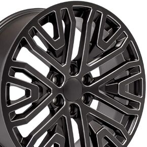 OE Wheels CV37 22 بوصة حافة تناسب Sierra 1500 Style 6x139.7 22x9 ساتان أسود مع حافة المطحونة - Hollander 5906 (1) in Saudi Arabia