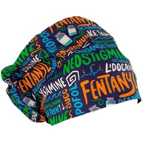 European Style Scrub Cap No Ribbon – Anesthesia Meds Scribbles - Scrub Hat for Women - Nurses Hats | Dr. Hats Multicolor in Saudi Arabia