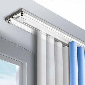 Double Curtain Track Ceiling Mounted, Heavy-Duty Curtain Conjoined Double Track Rails Ceiling Mounting For Living Room Bedroom Room Divider(6.7m(21.9ft)) in Saudi Arabia