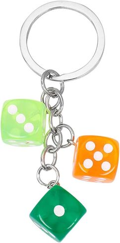Dice Keychain Colorful Resin Dice Cube Key Chain for Women Bag Purse Wallet Car Keyring Jewelry in Kuwait