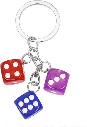 Dice Keychain Colorful Resin Dice Cube Key Chain for Women Bag Purse Wallet Car Keyring Jewelry in Kuwait
