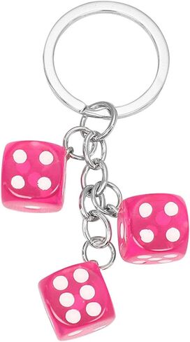 Dice Keychain Colorful Resin Dice Cube Key Chain for Women Bag Purse Wallet Car Keyring Jewelry in Kuwait
