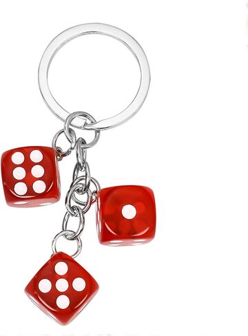 Dice Keychain Colorful Resin Dice Cube Key Chain for Women Bag Purse Wallet Car Keyring Jewelry in Kuwait