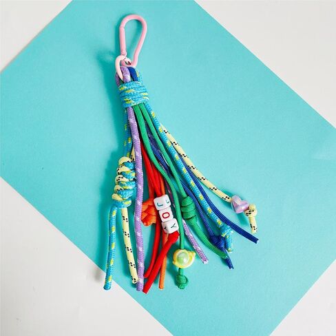 QTMY Rope Braided Keychain Bag Charms for Handbag Purse Backpack Accessories for Bogg Bag,860Colorful-1 in Saudi Arabia