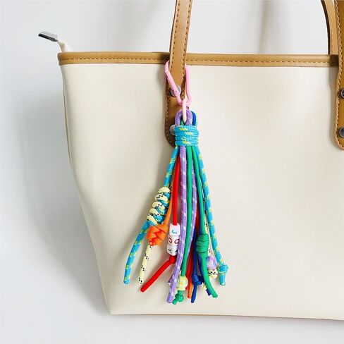 QTMY Rope Braided Keychain Bag Charms for Handbag Purse Backpack Accessories for Bogg Bag,860Colorful-1 in Saudi Arabia