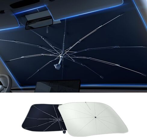 [2025 ترقية] Akesepe Windshield Sun Shade Showbrella للسيارة-[معتمد من المستوى العالمي] Block UV Rays & Sun Heat ، حماية السيارة الداخلية ، مقبض قابل للسحب ، سحاب مع ضمادة واسعة ، M (54 "L × 31" W) in Saudi Arabia