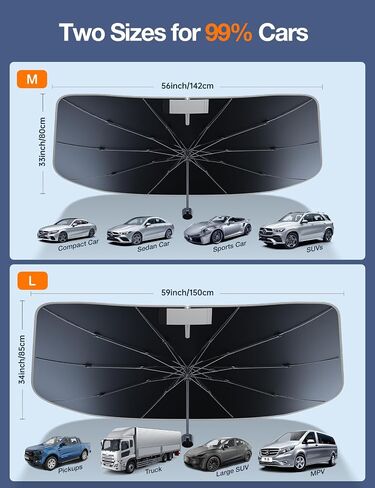 [2025 ترقية] Akesepe Windshield Sun Shade Showbrella للسيارة-[معتمد من المستوى العالمي] Block UV Rays & Sun Heat ، حماية السيارة الداخلية ، مقبض قابل للسحب ، سحاب مع ضمادة واسعة ، M (54 "L × 31" W) in Saudi Arabia