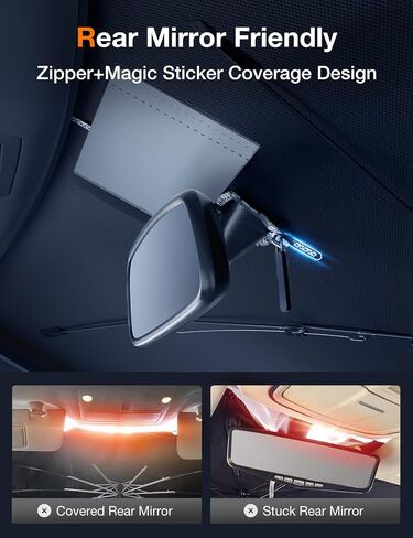 [2025 ترقية] Akesepe Windshield Sun Shade Showbrella للسيارة-[معتمد من المستوى العالمي] Block UV Rays & Sun Heat ، حماية السيارة الداخلية ، مقبض قابل للسحب ، سحاب مع ضمادة واسعة ، M (54 "L × 31" W) in Saudi Arabia