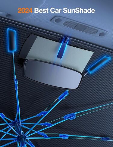 [2025 ترقية] Akesepe Windshield Sun Shade Showbrella للسيارة-[معتمد من المستوى العالمي] Block UV Rays & Sun Heat ، حماية السيارة الداخلية ، مقبض قابل للسحب ، سحاب مع ضمادة واسعة ، M (54 "L × 31" W) in Saudi Arabia