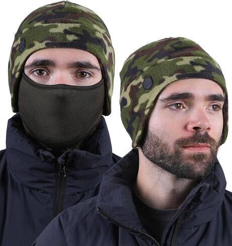 Tough Headwear Skull Cap with Mask Men, Winter Running Gear, Motorcycle Winter Gear, Helmet Liners, Ski Hat, Thermal Beanie in Kuwait