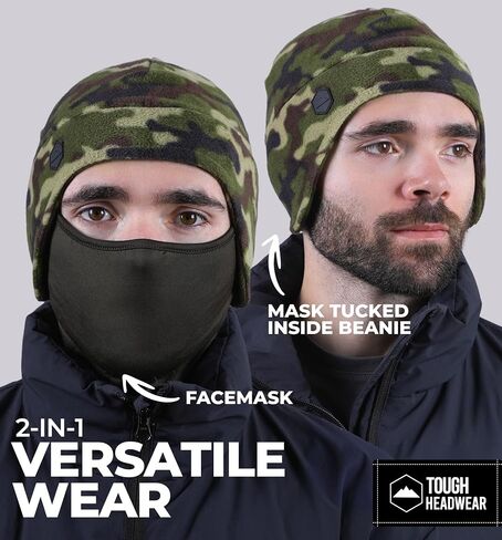 Tough Headwear Skull Cap with Mask Men, Winter Running Gear, Motorcycle Winter Gear, Helmet Liners, Ski Hat, Thermal Beanie in Kuwait