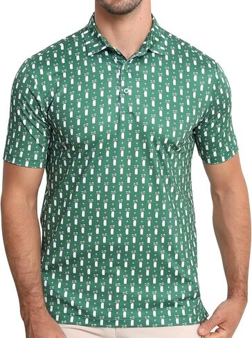 Funky Golf Polo Shirt Mens Performance 4 Way Stretch Quick Dry UPF 50 Polyester Print Short Sleeve Polo Tshirt in Saudi Arabia