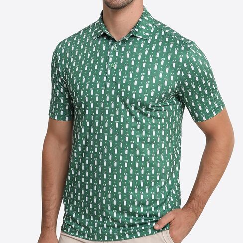 Funky Golf Polo Shirt Mens Performance 4 Way Stretch Quick Dry UPF 50 Polyester Print Short Sleeve Polo Tshirt in Saudi Arabia