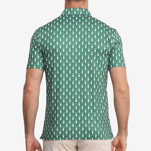 Funky Golf Polo Shirt Mens Performance 4 Way Stretch Quick Dry UPF 50 Polyester Print Short Sleeve Polo Tshirt in Saudi Arabia
