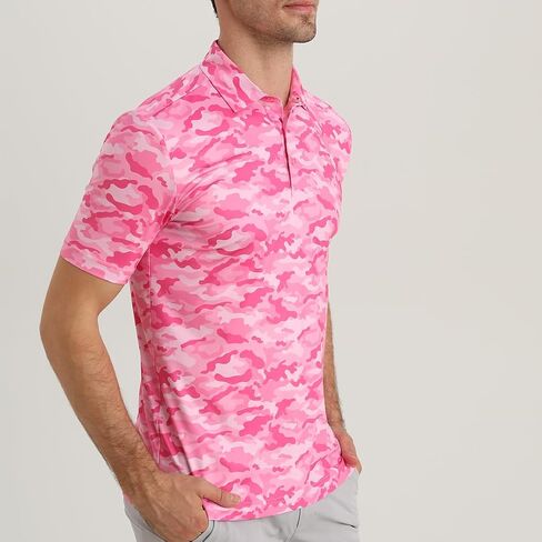 Funky Golf Polo Shirt Mens Performance 4 Way Stretch Quick Dry UPF 50 Polyester Print Short Sleeve Polo Tshirt in Kuwait