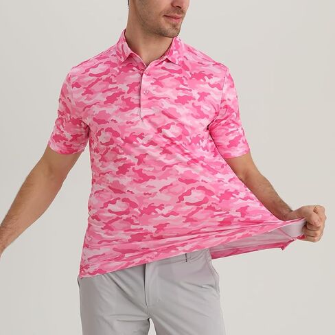 Funky Golf Polo Shirt Mens Performance 4 Way Stretch Quick Dry UPF 50 Polyester Print Short Sleeve Polo Tshirt in Kuwait