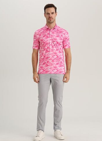 Funky Golf Polo Shirt Mens Performance 4 Way Stretch Quick Dry UPF 50 Polyester Print Short Sleeve Polo Tshirt in Kuwait