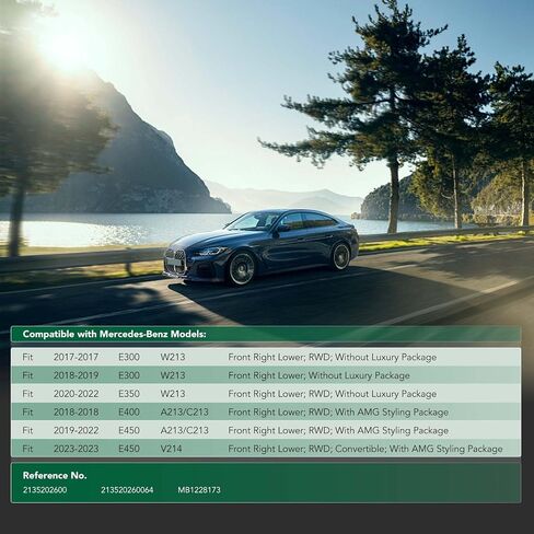 Yhtauto الأمامي الأمامي الأيمن Side Engine Shield متوافق مع Mercedes-Benz E300 2017-2019 ، E350 2020-2022 ، E400 2018 ، E450 2019-2023 ، حراس محرك حراسة Splash in Kuwait