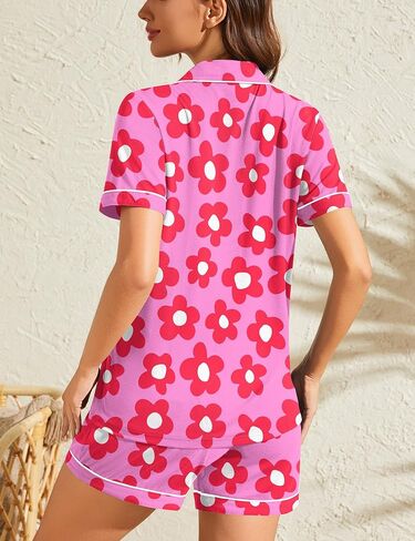 SWOMOG Womens Pajama Set Short Sleeve 2 Piece Soft Sleepwear Y2K PJ Lounge Button Down Cute Printed Comfy Loungewear in Saudi Arabia