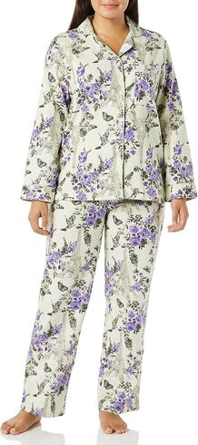 AmeriMark Women Flannel Sleepwear – Cotton 2-PC Pajama Set for Sleeping Lounge Nightwear – Soft Top and Pants Loungewear PJs in Saudi Arabia