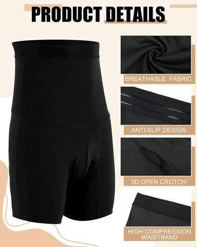 3 Pcs Men Girdle Tummy Control Shorts Compression Underwear High Waist Trainer Shapewear Body Shaper Boxer Briefs in Saudi Arabia