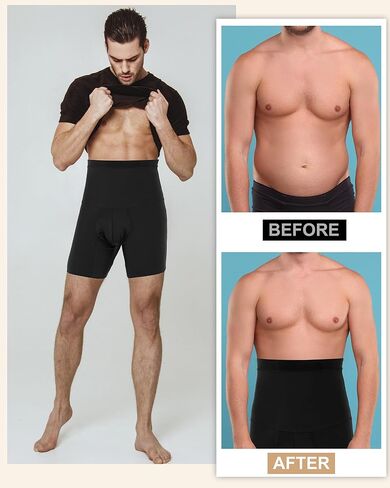 3 Pcs Men Girdle Tummy Control Shorts Compression Underwear High Waist Trainer Shapewear Body Shaper Boxer Briefs in Saudi Arabia