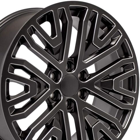 OE Wheels CV37 22 بوصة حافة تناسب Sierra 1500 Style 6x139.7 22x9 ساتان أسود مع حافة المطحونة - Hollander 5906 (1) in Saudi Arabia