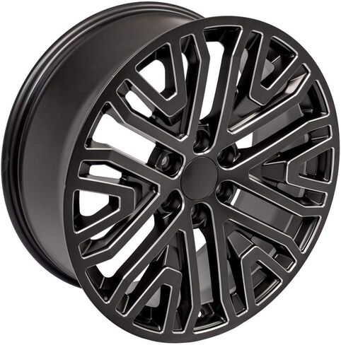 OE Wheels CV37 22 بوصة حافة تناسب Sierra 1500 Style 6x139.7 22x9 ساتان أسود مع حافة المطحونة - Hollander 5906 (1) in Saudi Arabia