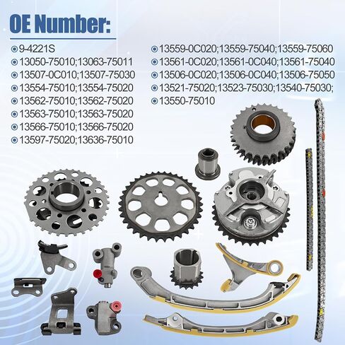9-4221S Timing Chain Kit w/VVT Sprockets Compatible with 2005-2012 Toyota 4Runner, Tacoma, Hiace 2.7L L4 DOHC 2TR-FE 16V | Replaces13050-75010 in Saudi Arabia