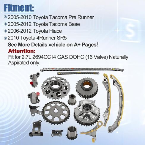 9-4221S Timing Chain Kit w/VVT Sprockets Compatible with 2005-2012 Toyota 4Runner, Tacoma, Hiace 2.7L L4 DOHC 2TR-FE 16V | Replaces13050-75010 in Saudi Arabia