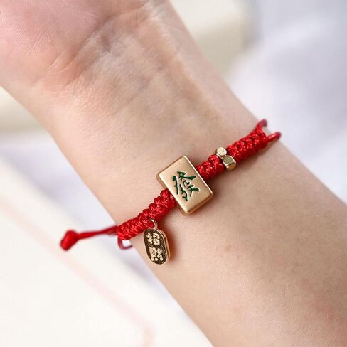 Mahjong Gifts Accessories A Set Of LUCKY Woven Gambling Cotton Chinese Bracelet Mah jongg Drop Earrings Ring Adjustable Unisex For Women Men in Kuwait