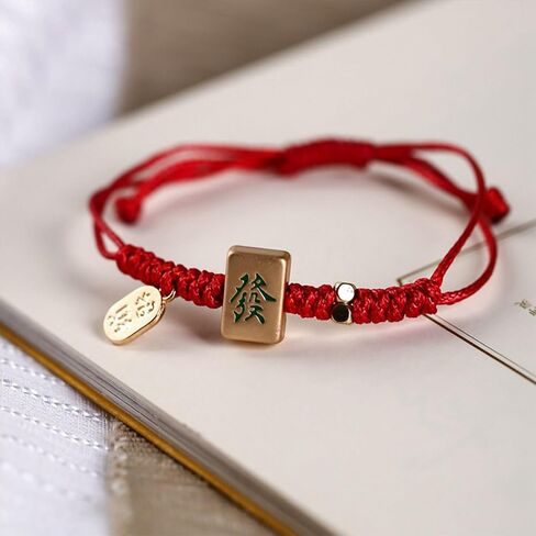 Mahjong Gifts Accessories A Set Of LUCKY Woven Gambling Cotton Chinese Bracelet Mah jongg Drop Earrings Ring Adjustable Unisex For Women Men in Kuwait