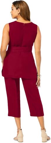Jessica London Women's Plus Size Two Piece Sleeveless Tunic Top Capri Pants Linen Blend Set in Saudi Arabia