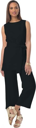 Jessica London Women's Plus Size Two Piece Sleeveless Tunic Top Capri Pants Linen Blend Set in Saudi Arabia