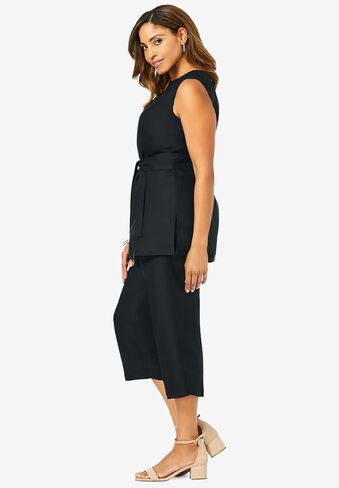 Jessica London Women's Plus Size Two Piece Sleeveless Tunic Top Capri Pants Linen Blend Set in Saudi Arabia