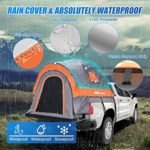Nilight Truck Bed Bed Tent 5.0-5.5ment truck Truck Tents with Removable Resporting PU2000MM BASE LAYER RAINFLOY BAG BAG TANTS SLEYPENT TENTS للتخييم في الهواء الطلق ، الرمادي الأزرق الرمادي in Kuwait