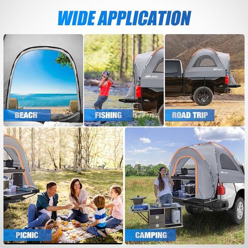 Nilight Truck Bed Bed Tent 5.0-5.5ment truck Truck Tents with Removable Resporting PU2000MM BASE LAYER RAINFLOY BAG BAG TANTS SLEYPENT TENTS للتخييم في الهواء الطلق ، الرمادي الأزرق الرمادي in Kuwait