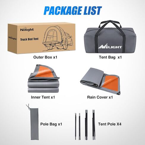 Nilight Truck Bed Bed Tent 5.0-5.5ment truck Truck Tents with Removable Resporting PU2000MM BASE LAYER RAINFLOY BAG BAG TANTS SLEYPENT TENTS للتخييم في الهواء الطلق ، الرمادي الأزرق الرمادي in Kuwait