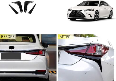 Car Accessories Compatible with Lexus ES 250 350 300h 2025 2024 2023 2022-2019 Rear Taillight Lamp Eyebrow Cover Eyelids Moulding Trims ABS 4PCS(Glossy Chrome Style) in Saudi Arabia