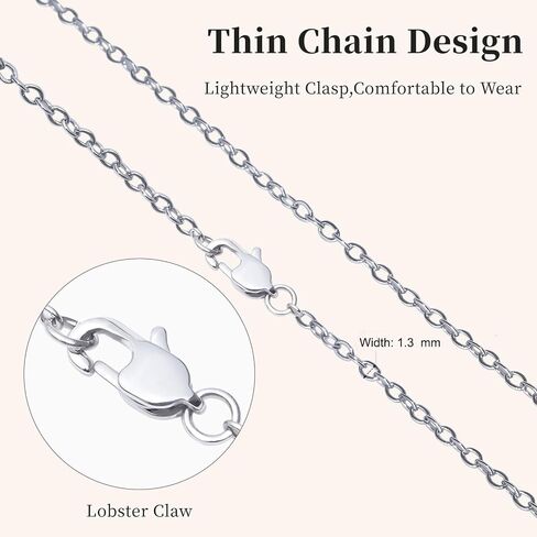 Silver Chain Necklace for Women, Silver Stainless Steel Necklace Chain for Women As a Gift for Your Lover, Family, Elder, Friends and Colleagues Length of 16 18 20 22 24 26 28 30 Inch in Kuwait