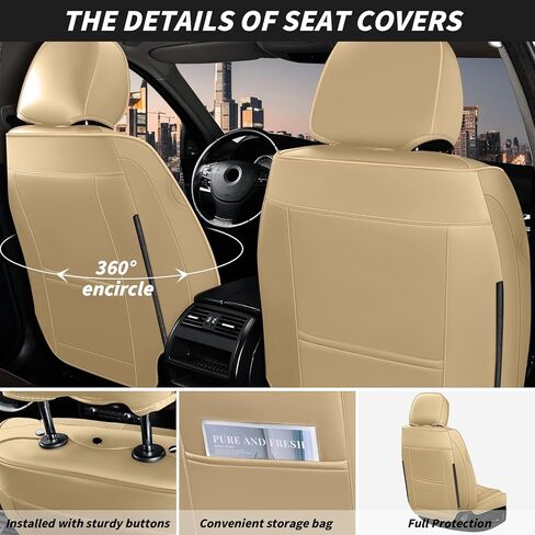 Arazi Car Seat Covers Full Set for Nissan Titan 2004-2025, Nappa Leather Seat Cover Full Coverage Waterproof Seat Protector (Beige,5 Seats Luxury) in Kuwait