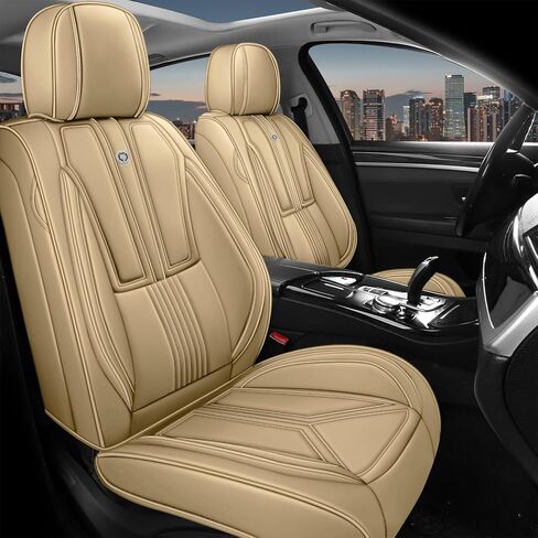 Arazi Car Seat Covers Full Set for Nissan Titan 2004-2025, Nappa Leather Seat Cover Full Coverage Waterproof Seat Protector (Beige,5 Seats Luxury) in Kuwait