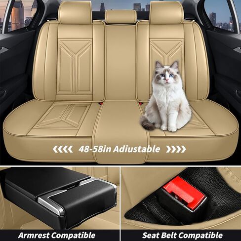 Arazi Car Seat Covers Full Set for Nissan Titan 2004-2025, Nappa Leather Seat Cover Full Coverage Waterproof Seat Protector (Beige,5 Seats Luxury) in Kuwait