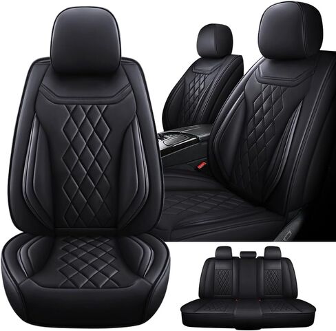 5 Seat Covers for Kia Optima 2004-2020,Nappa Leather Car Seat Covers,Car Seat Cushions,Waterproof Soft Car Seat Covers,Airbag Compatible Interior Accessories(Standard,Black+Red) in Saudi Arabia