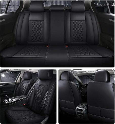 5 Seat Covers for Kia Optima 2004-2020,Nappa Leather Car Seat Covers,Car Seat Cushions,Waterproof Soft Car Seat Covers,Airbag Compatible Interior Accessories(Standard,Black+Red) in Saudi Arabia
