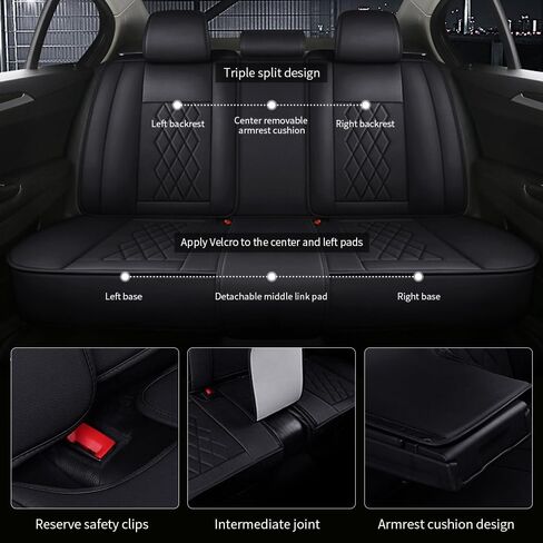 5 Seat Covers for Kia Optima 2004-2020,Nappa Leather Car Seat Covers,Car Seat Cushions,Waterproof Soft Car Seat Covers,Airbag Compatible Interior Accessories(Standard,Black+Red) in Saudi Arabia